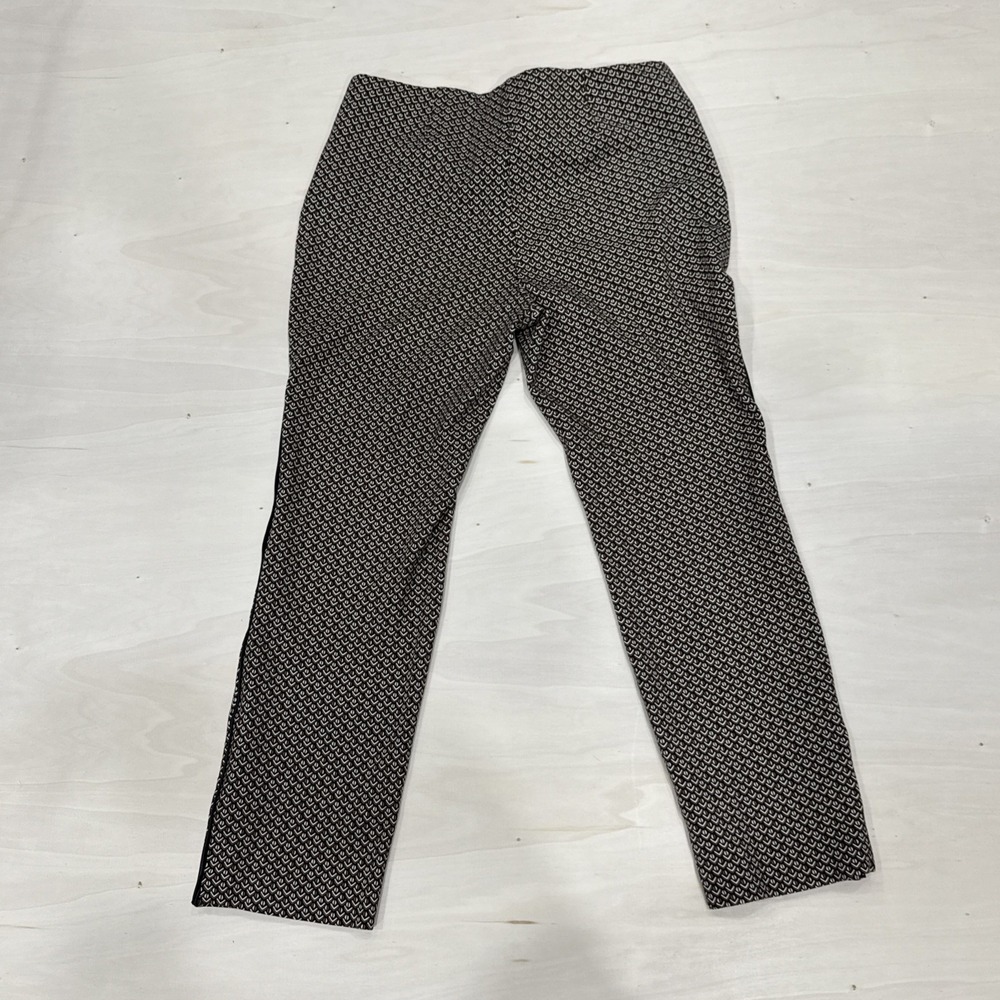 Chico's So Slimming Juliet Pants Prairie Geo Black Tan Faux Leather Size 0 US 4 - Picture 2 of 7